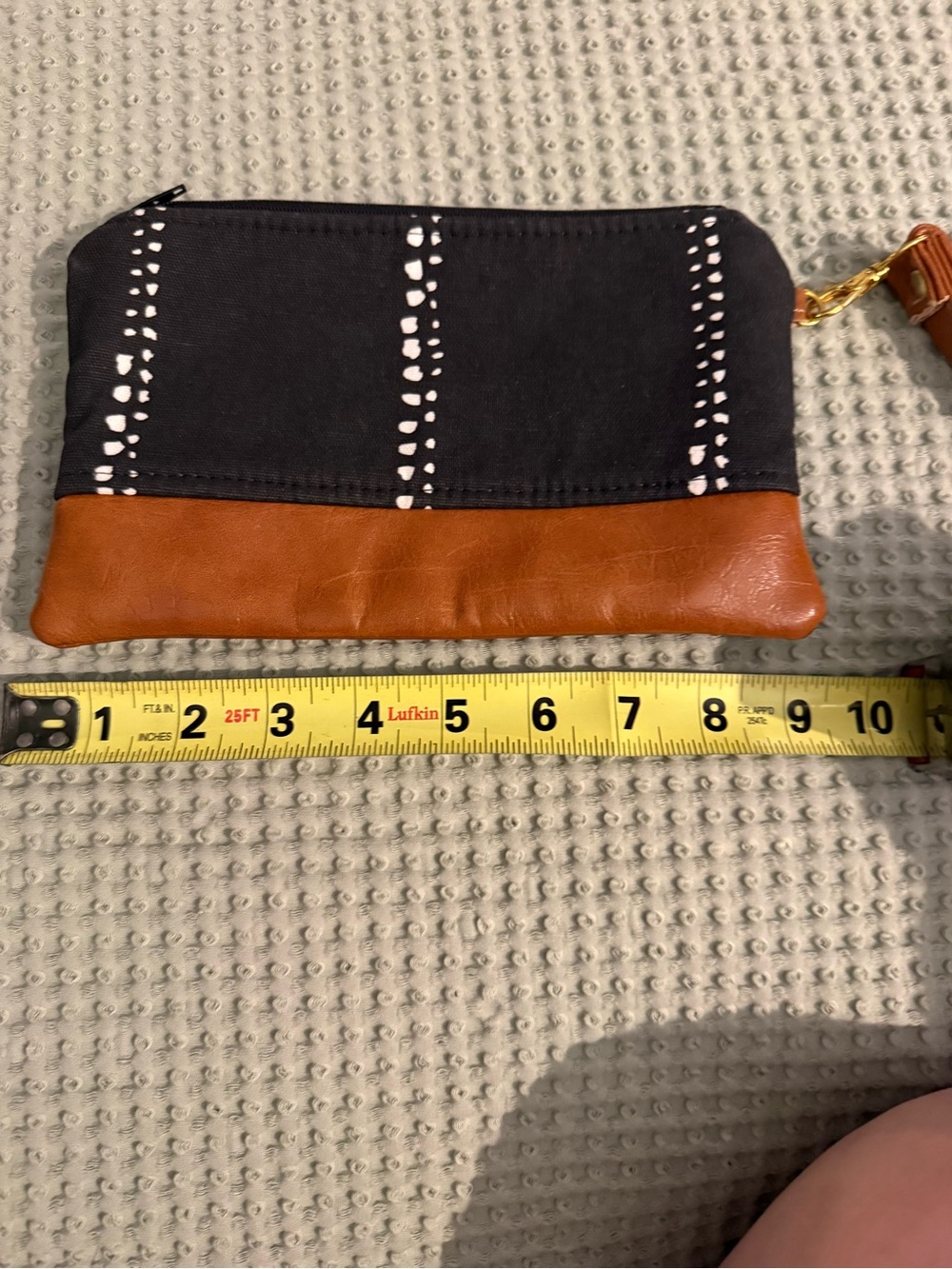 Black & Brown Canvas Leather Wristlet Pouch